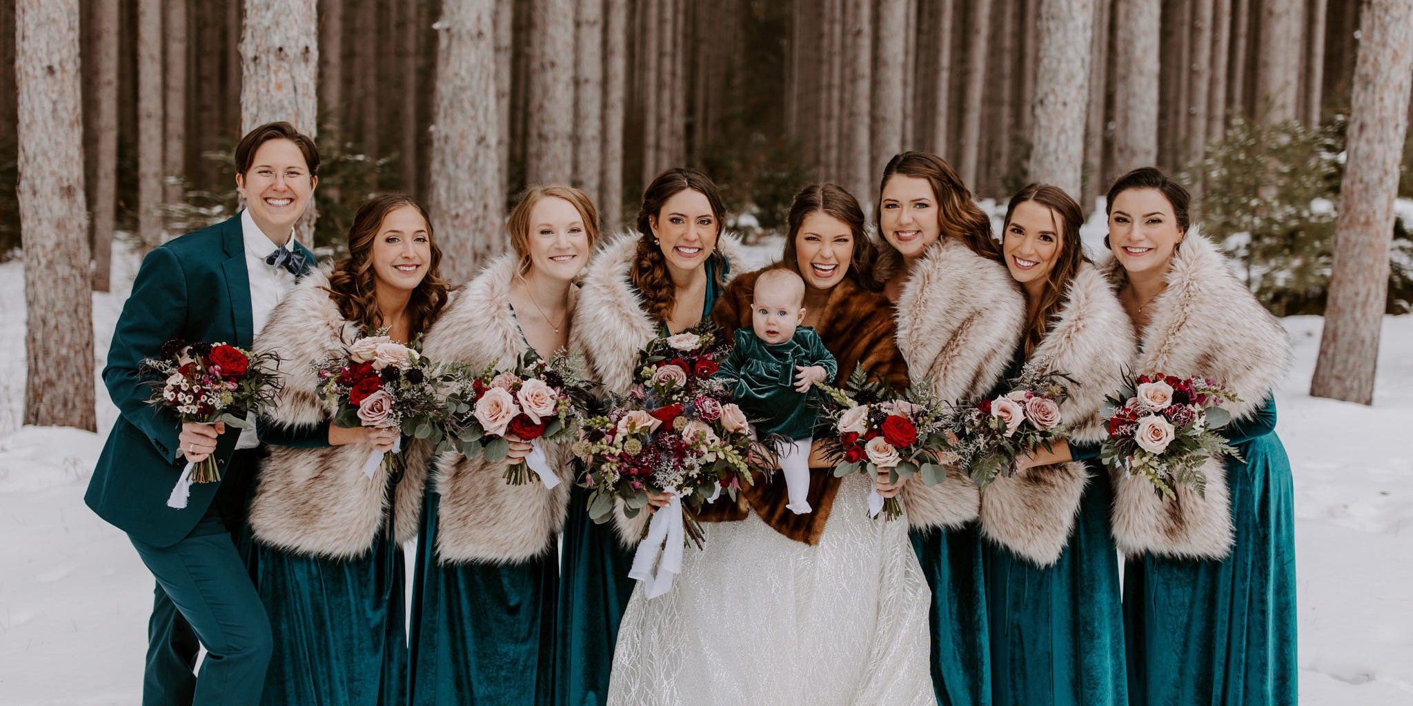 faux fur wraps for bridesmaid