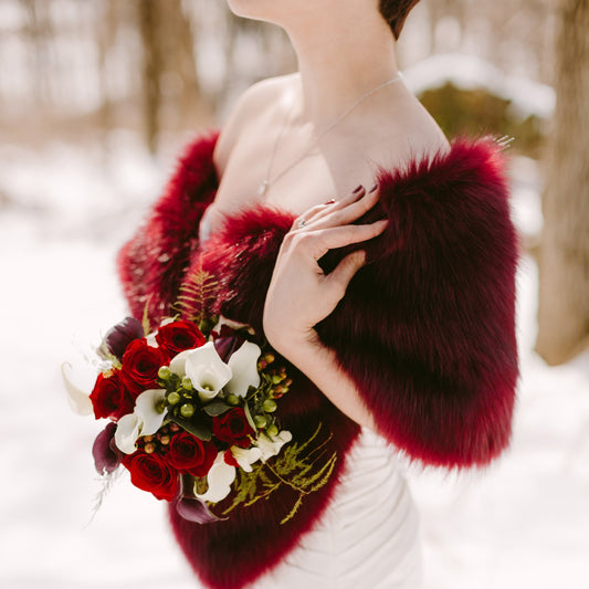 faux fur stole faux fur wrap faux fur shawl bridal wrap wedding shrug bridal shrug faux fur cape faux fur wrap bridal B005-Burgundy