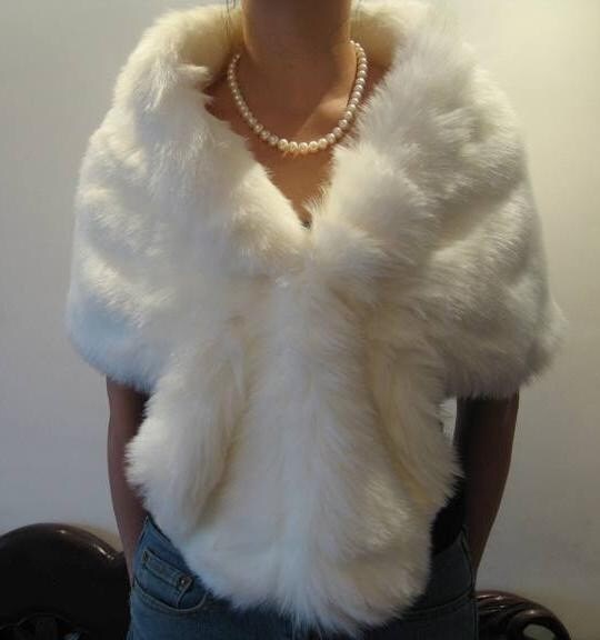 Ivory faux fur wrap faux fur stole faux fur shawl bridal wrap faux fur shrug A001