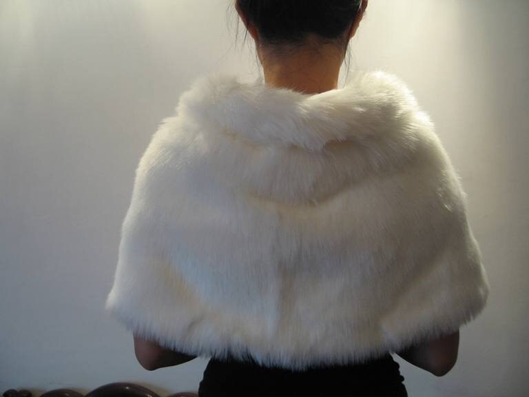 Ivory faux fur wrap faux fur stole faux fur shawl bridal wrap faux fur shrug A001