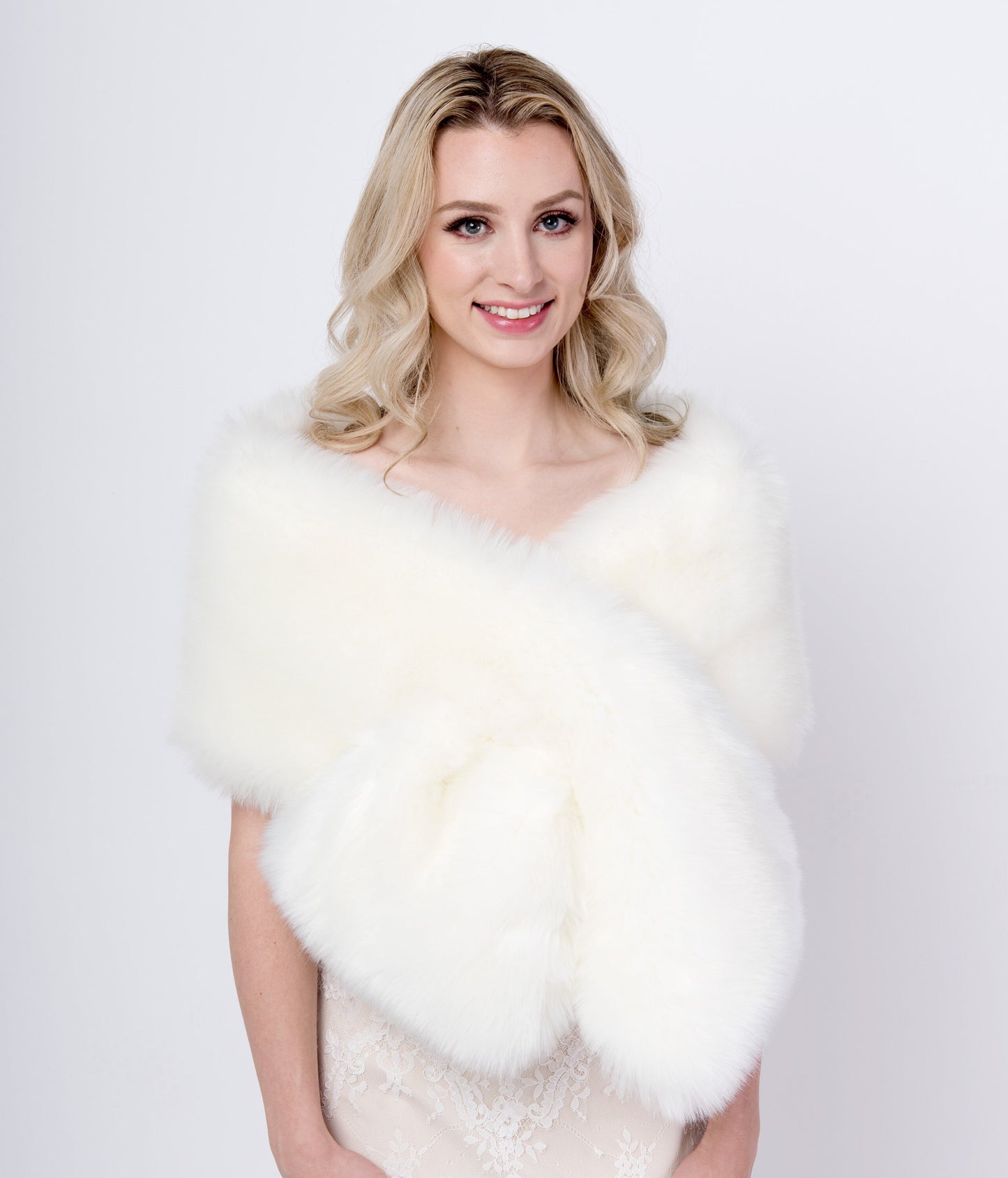 Ivory faux fur wrap faux fur stole faux fur shawl bridal wrap faux fur shrug B008-ivory
