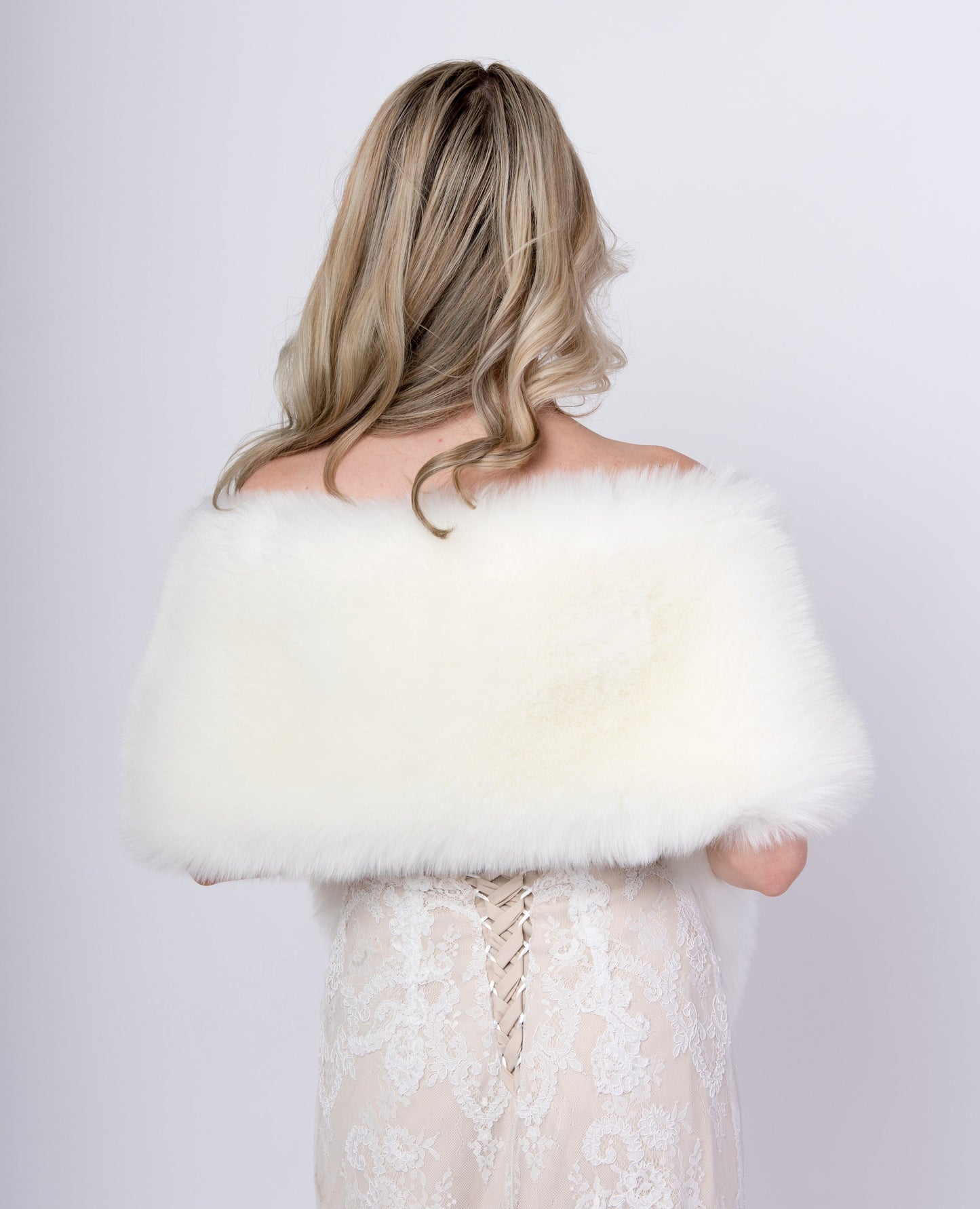 Ivory faux fur wrap faux fur stole faux fur shawl bridal wrap faux fur shrug B008-ivory