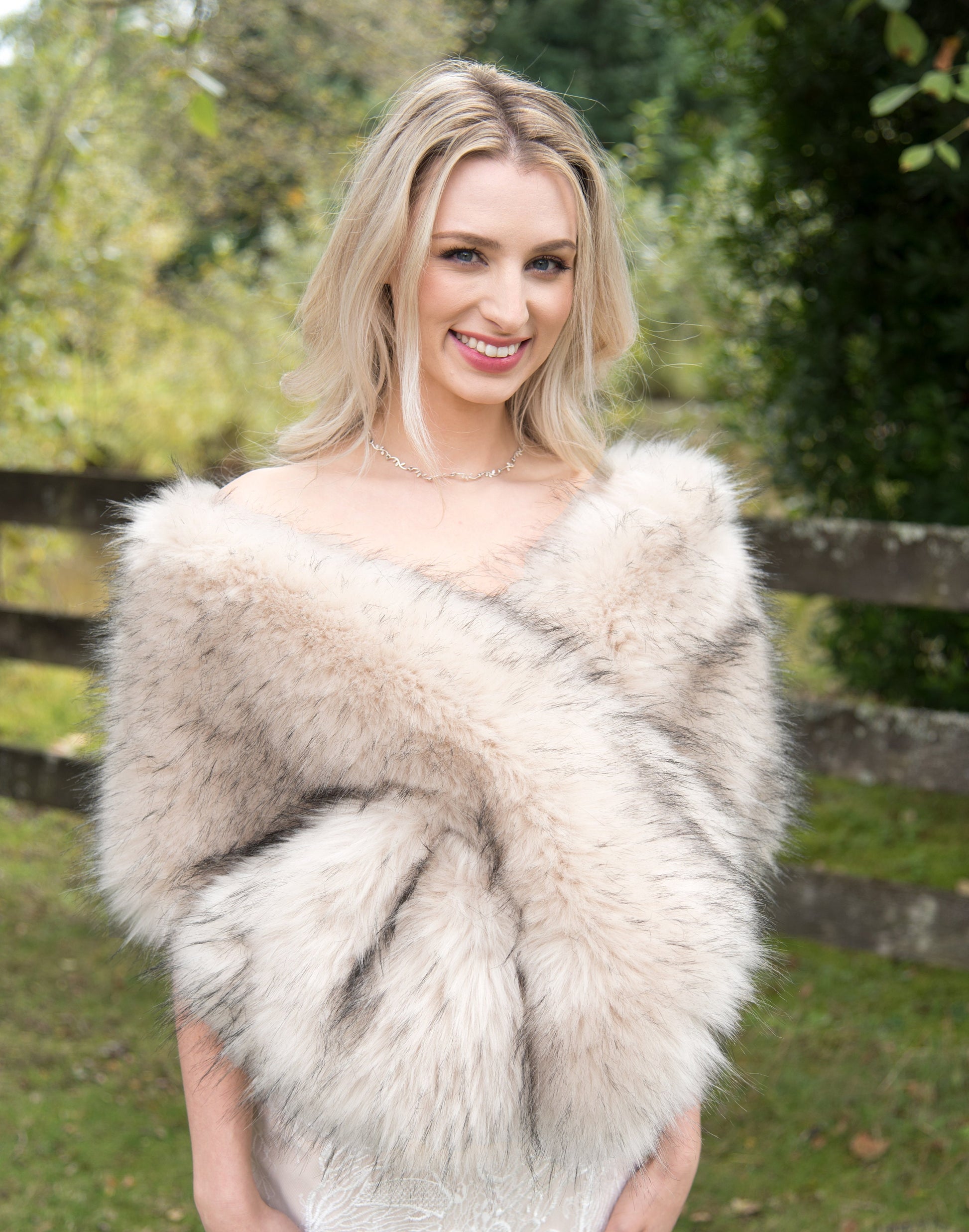 Beige / light beige with subtle blush tone faux fur wrap faux fur stole faux fur shawl bridal wrap faux fur shrug B005-light-blush