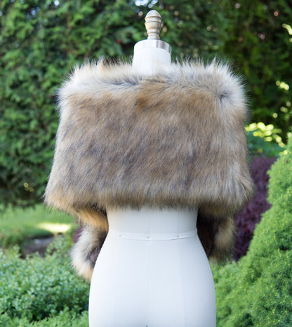 Brown faux fox fur wrap faux fur stole high imitation faux fur shawl bridal wrap faux fur shrug B005-fox-2