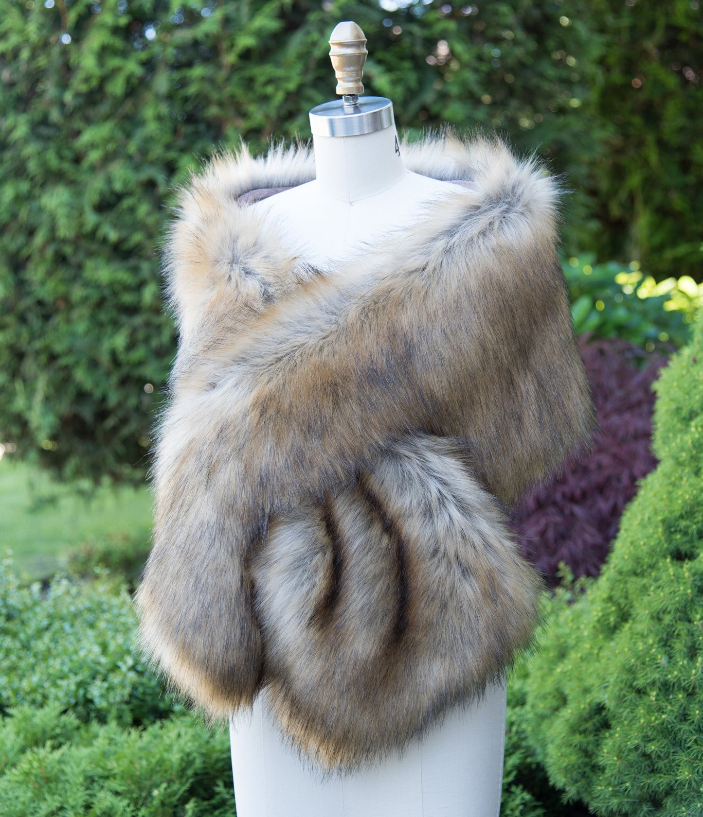 Brown faux fox fur wrap faux fur stole high imitation faux fur shawl bridal wrap faux fur shrug B005-fox-2