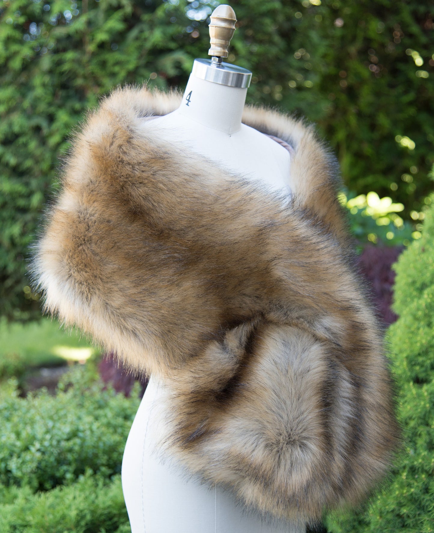 Brown faux fox fur wrap faux fur stole high imitation faux fur shawl bridal wrap faux fur shrug B005-fox-2