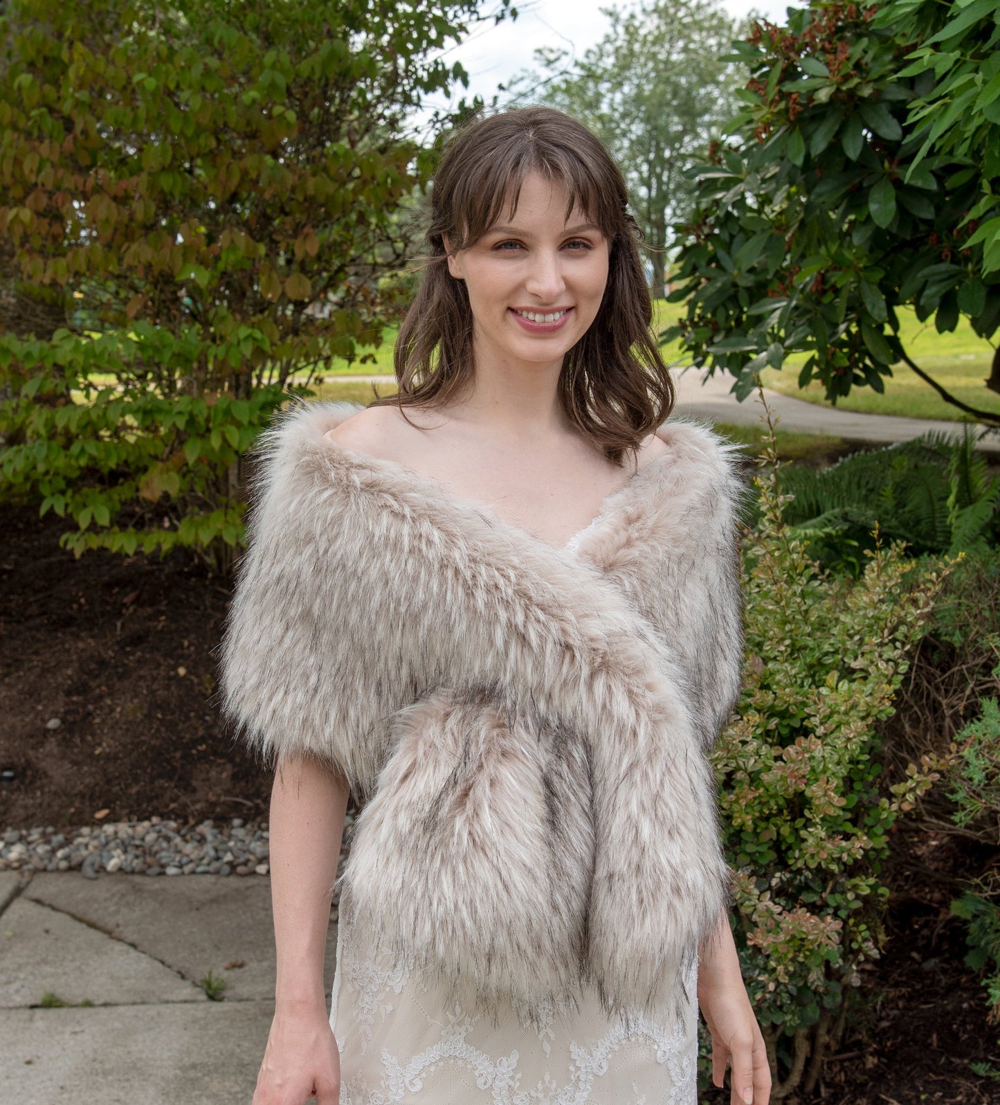 Blush beige faux fur bridal wrap faux fur stole faux fur shawl bridal cape faux fur shrug B005-blush