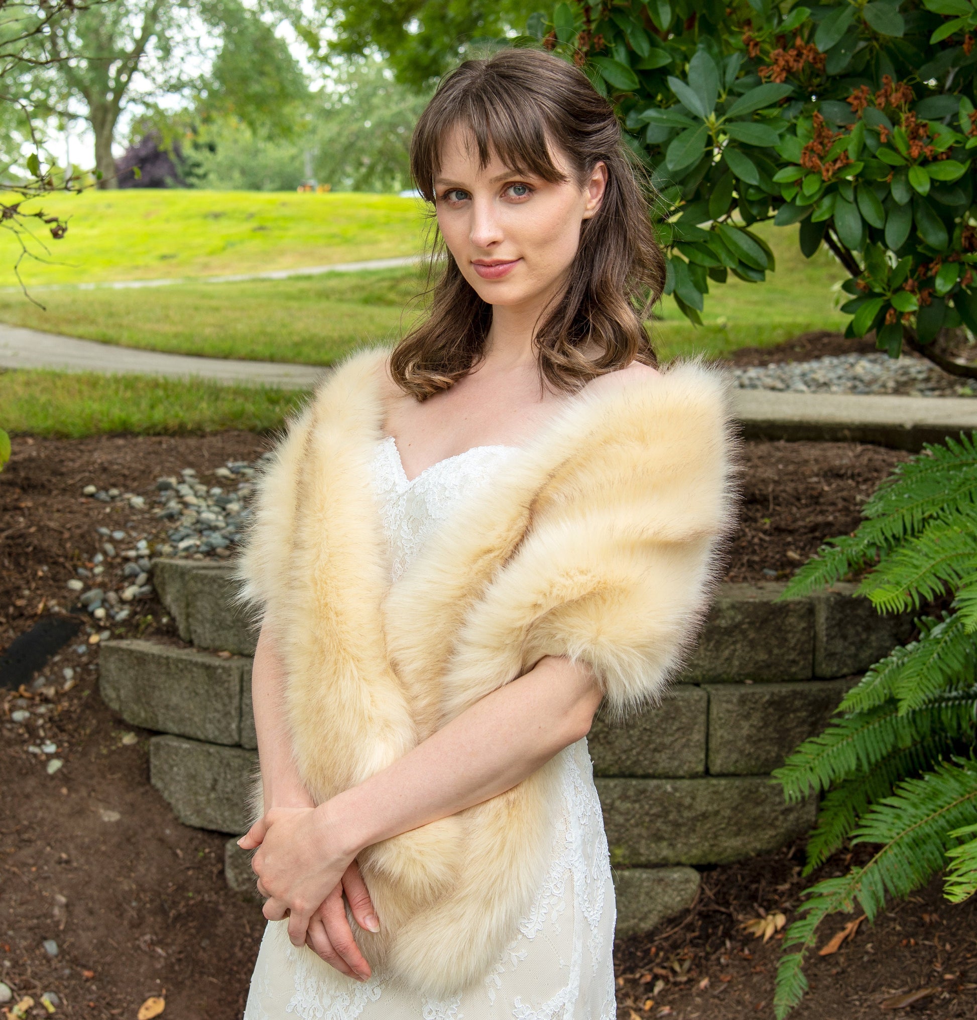 Champagne faux fur wrap faux fur shawl bridal wrap wedding shrug bridal shrug faux fur cape faux fur wrap bridal B005-Champagne