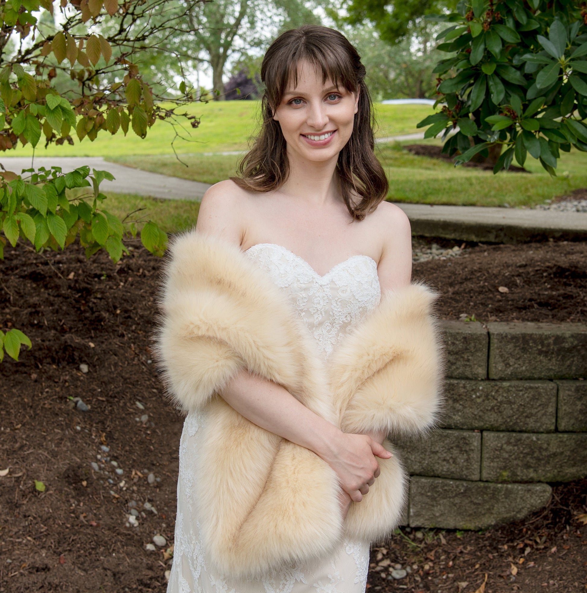 Champagne faux fur wrap faux fur shawl bridal wrap wedding shrug bridal shrug faux fur cape faux fur wrap bridal B005-Champagne