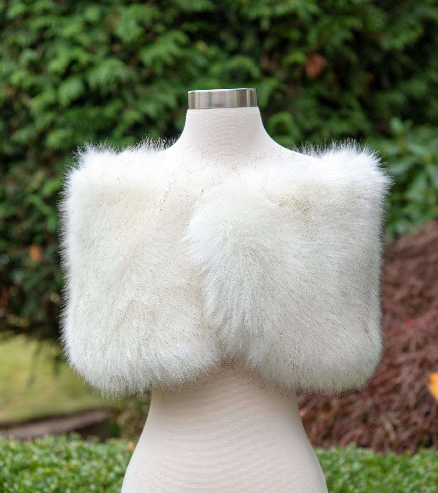 Flower girl's wrap in ivory color with dark brown tips, faux fur shawl for flower girl, faux fur stole, bridal wrap B012F-ivory-darker-tips