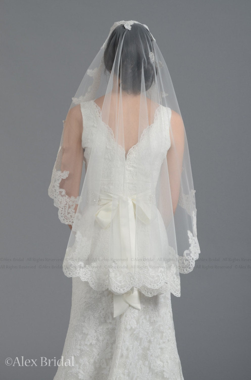wedding veil, bridal veil, mantilla veil, cathedral veil, alencon lace veil, wedding veil ivory
