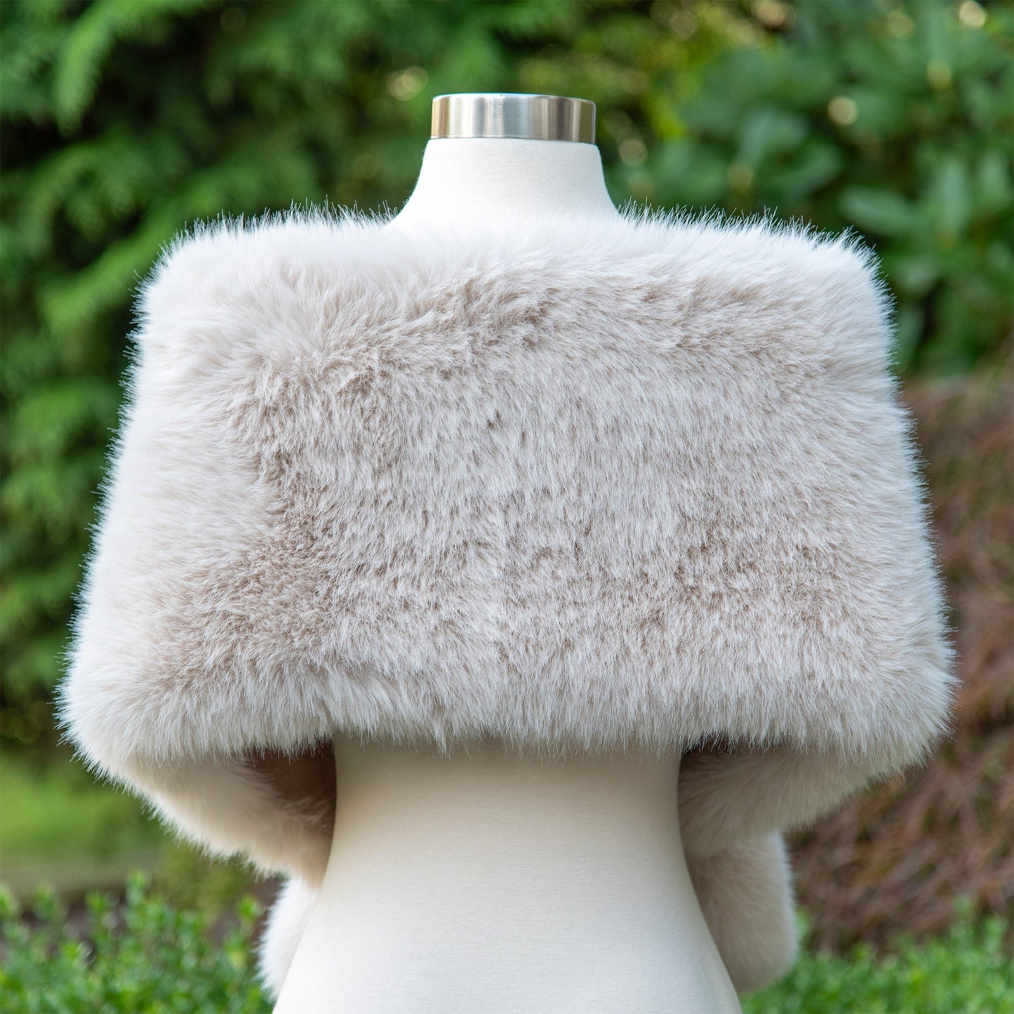 Light blush gray faux fur wrap bridal shawl wedding faux fur shawl, faux fur stole, bridal cape, faux fur shrug