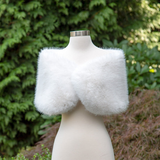 Light ivory faux fur wrap bridal wrap wedding faux fur shawl faux fur bridal stole faux fur cape B018-Light-Ivory