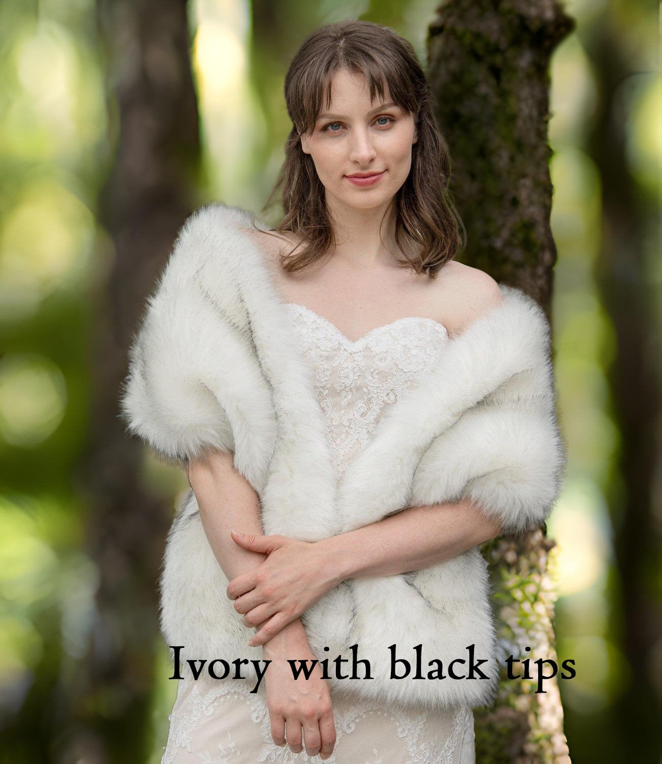 Ivory faux fur bridal wrap faux fur shawl faux fur stole wedding shrug bridal shrug faux fur cape faux fur wrap bridal B005