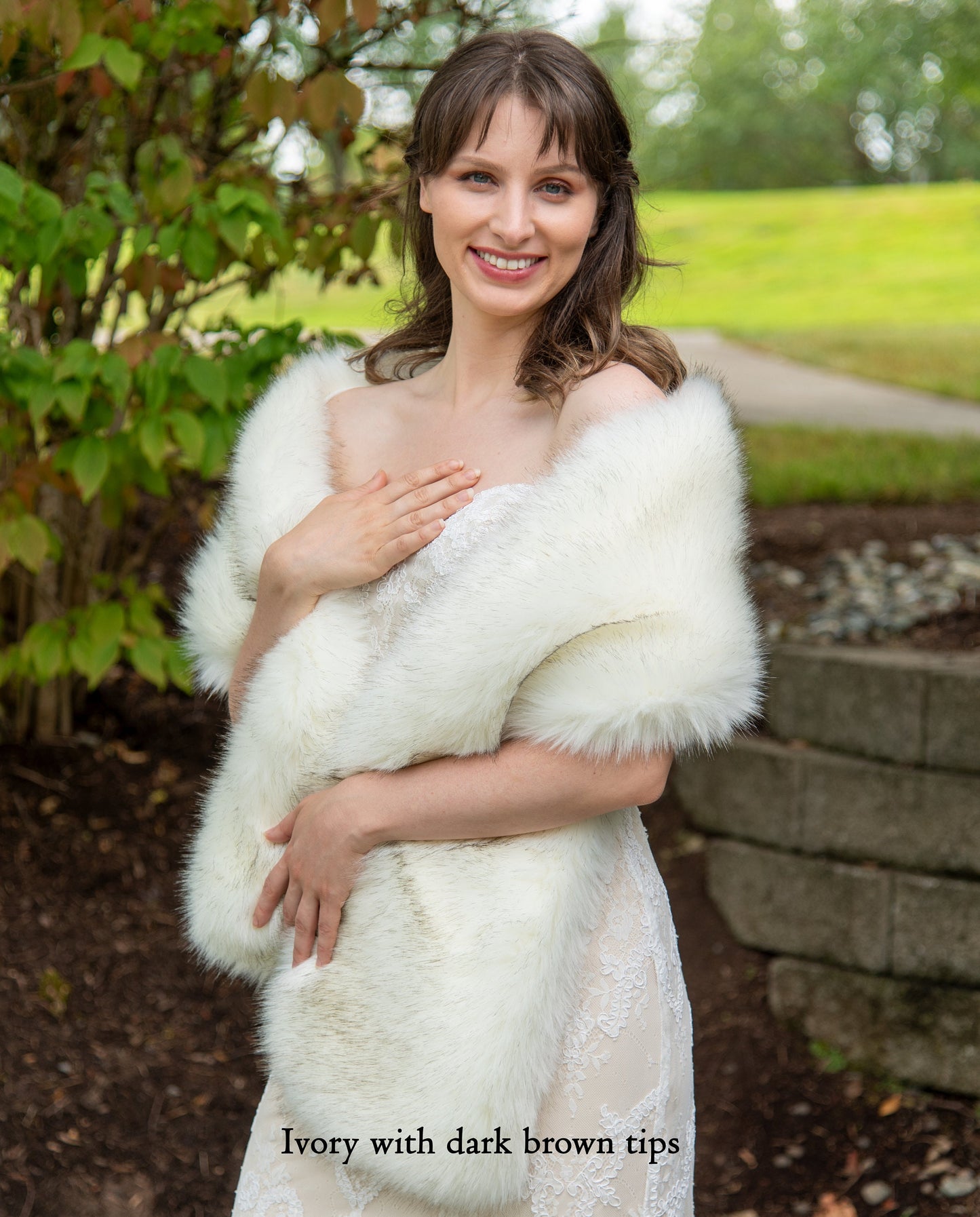 Ivory faux fur bridal wrap faux fur shawl faux fur stole wedding shrug bridal shrug faux fur cape faux fur wrap bridal B005