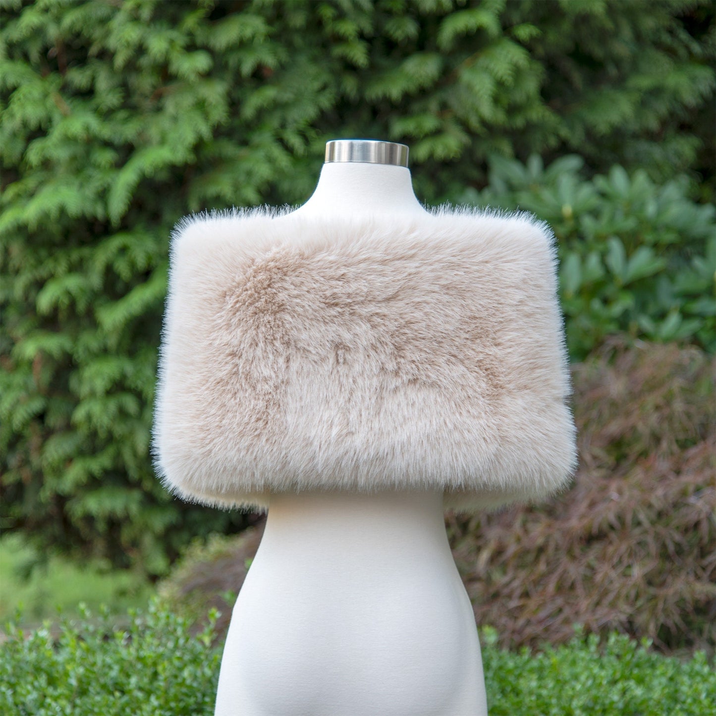 Light beige faux fur wrap bridal wrap wedding faux fur shawl faux fur bridal stole faux fur cape B018-light-beige
