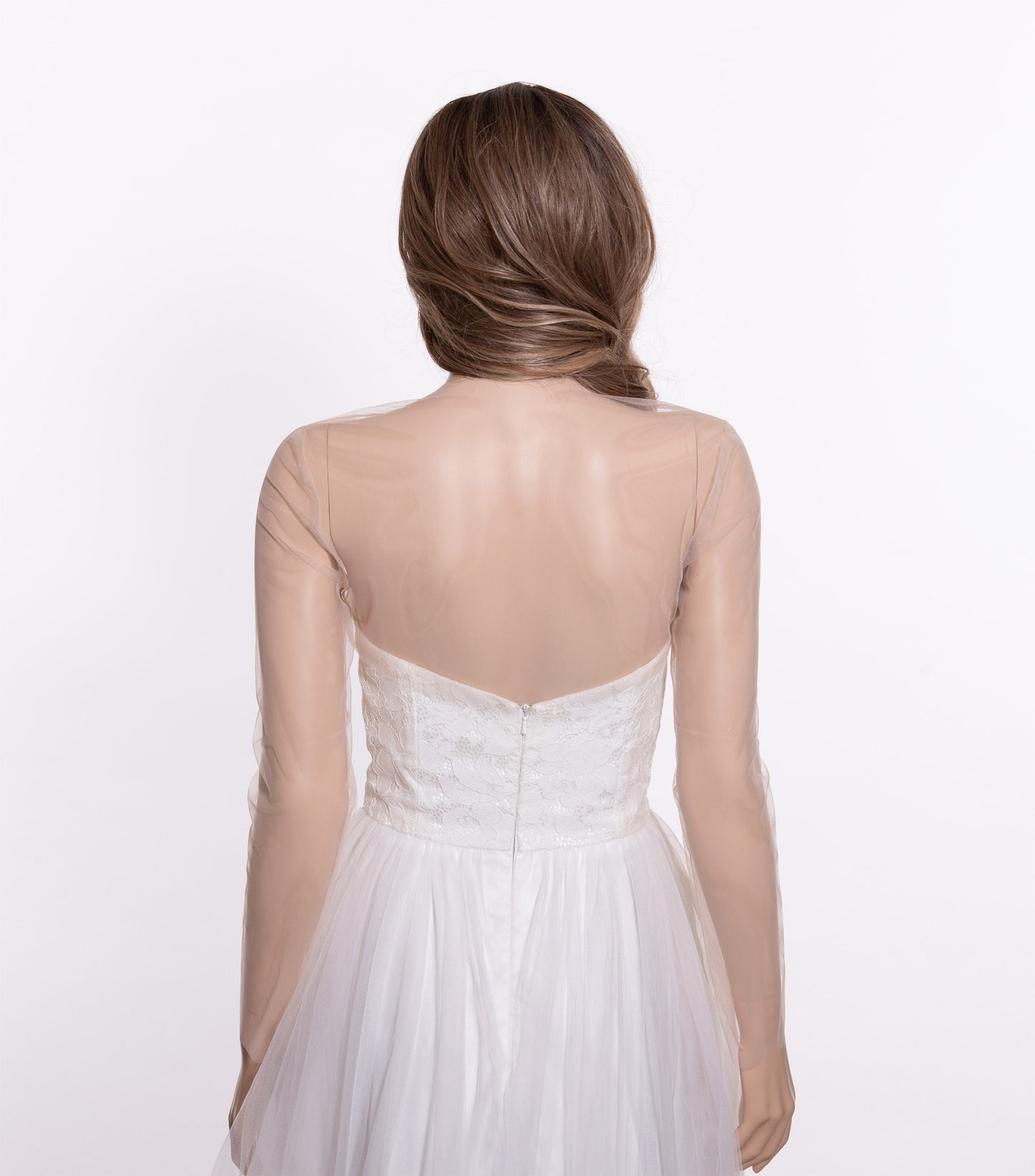 Plain tulle bolero without any lace in beige color