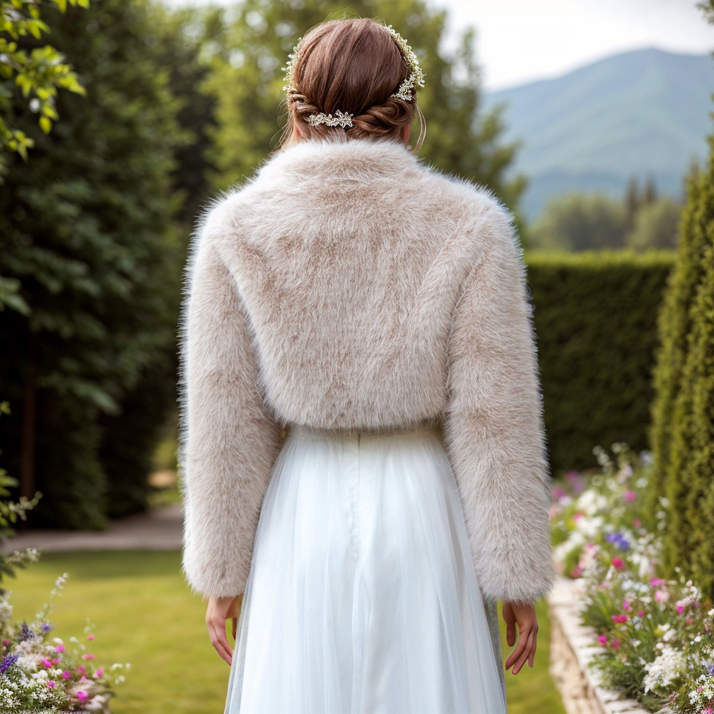 Long sleeve faux fur bolero faux fur jacket faux fur coat faux fur shrug FJ002