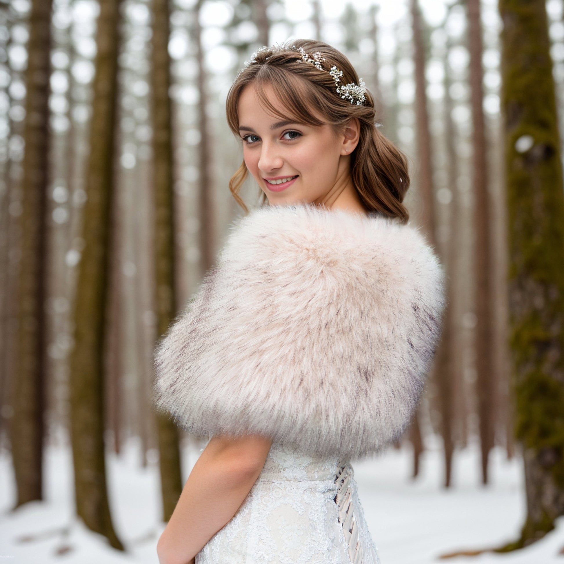 Light blush faux fur wrap faux fur stole faux fur shawl bridal wrap wedding shrug bridal shrug faux fur cape B012-light-blush