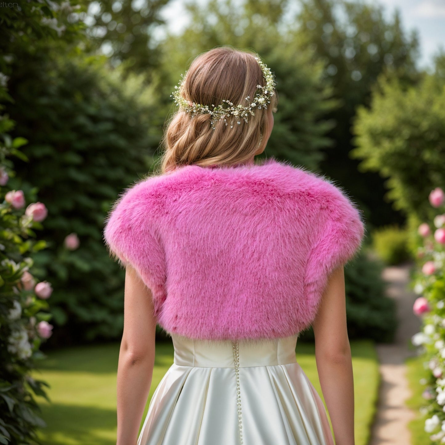 Barbie pink faux fur shrug faux fur bolero faux fur jacket FS001-barbie-pink