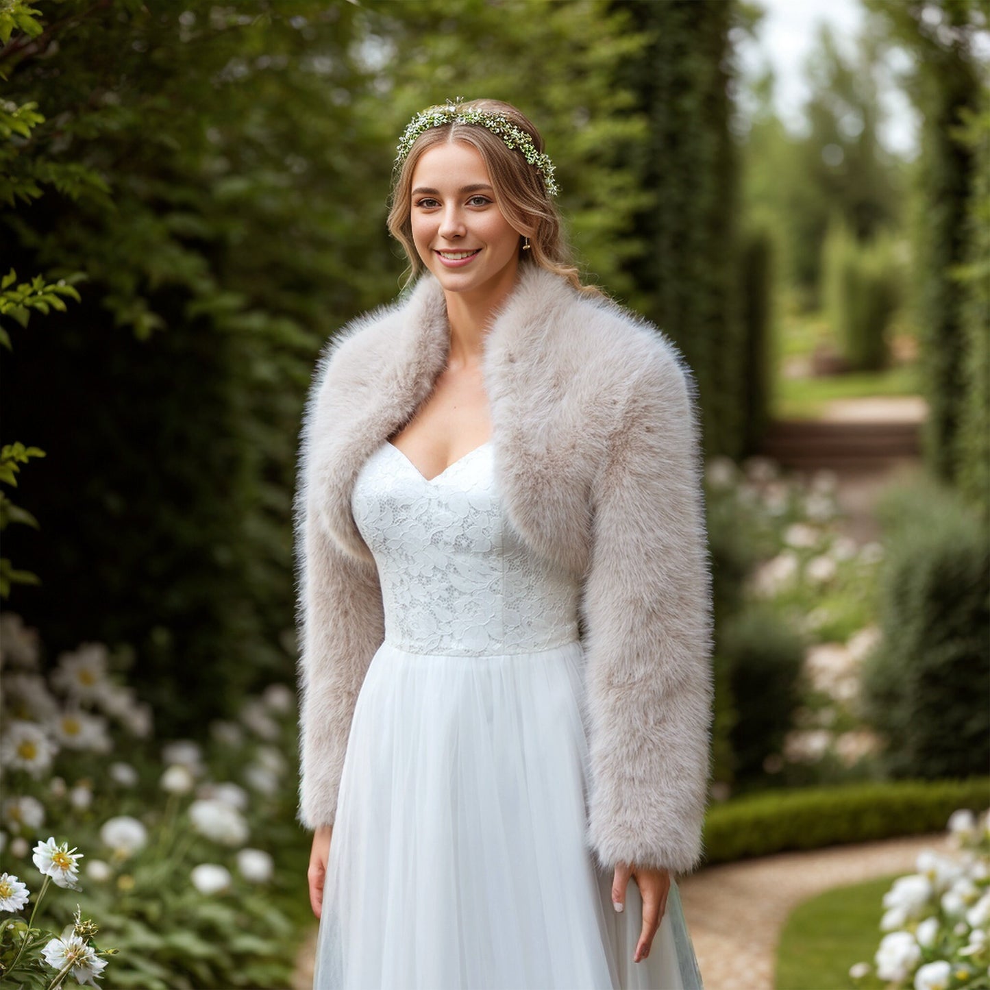 Long sleeve faux fur bolero faux fur jacket faux fur coat faux fur shrug FJ002