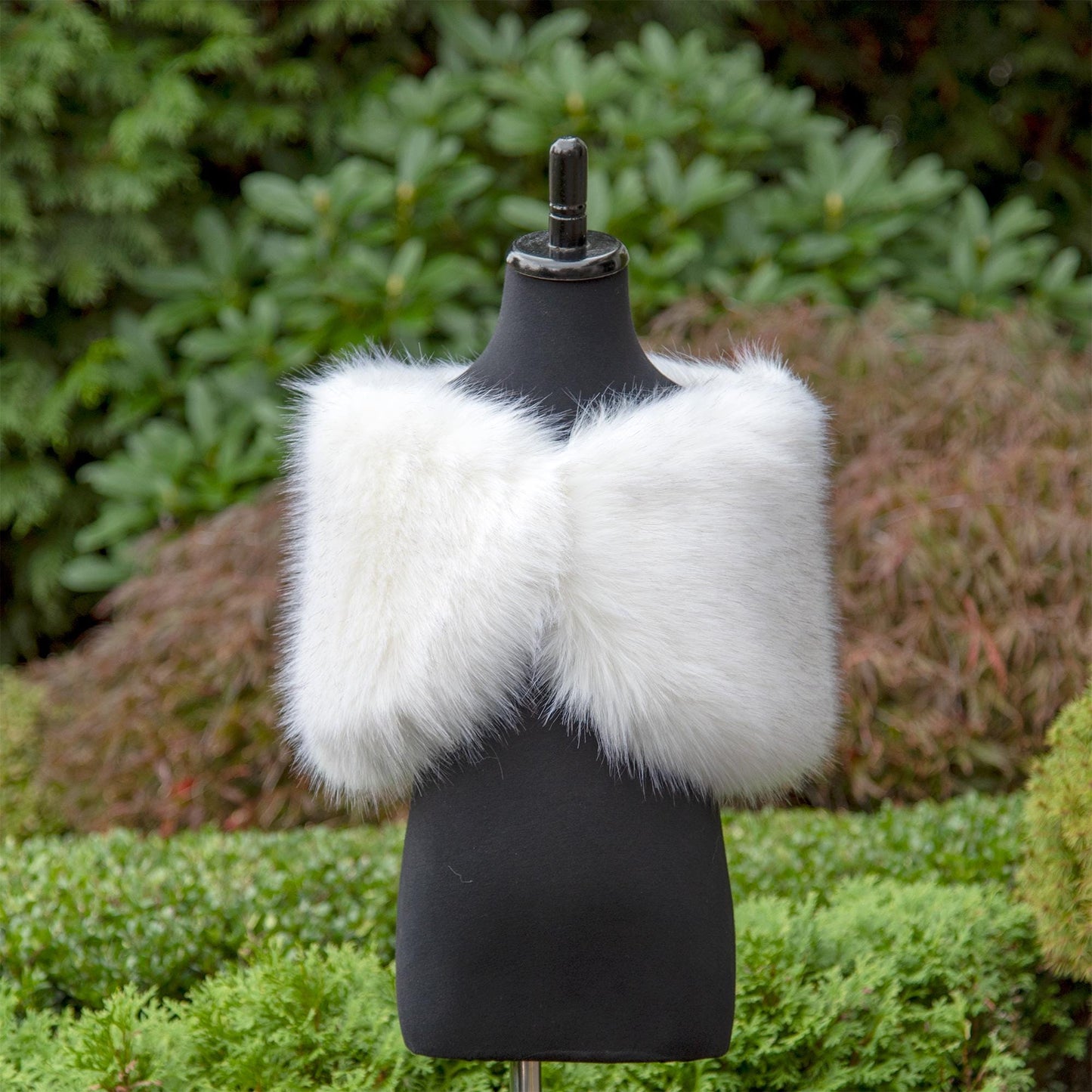 Flower girl's wrap in ivory color with dark brown tips, faux fur shawl for flower girl, faux fur stole, bridal wrap B012F-ivory-darker-tips