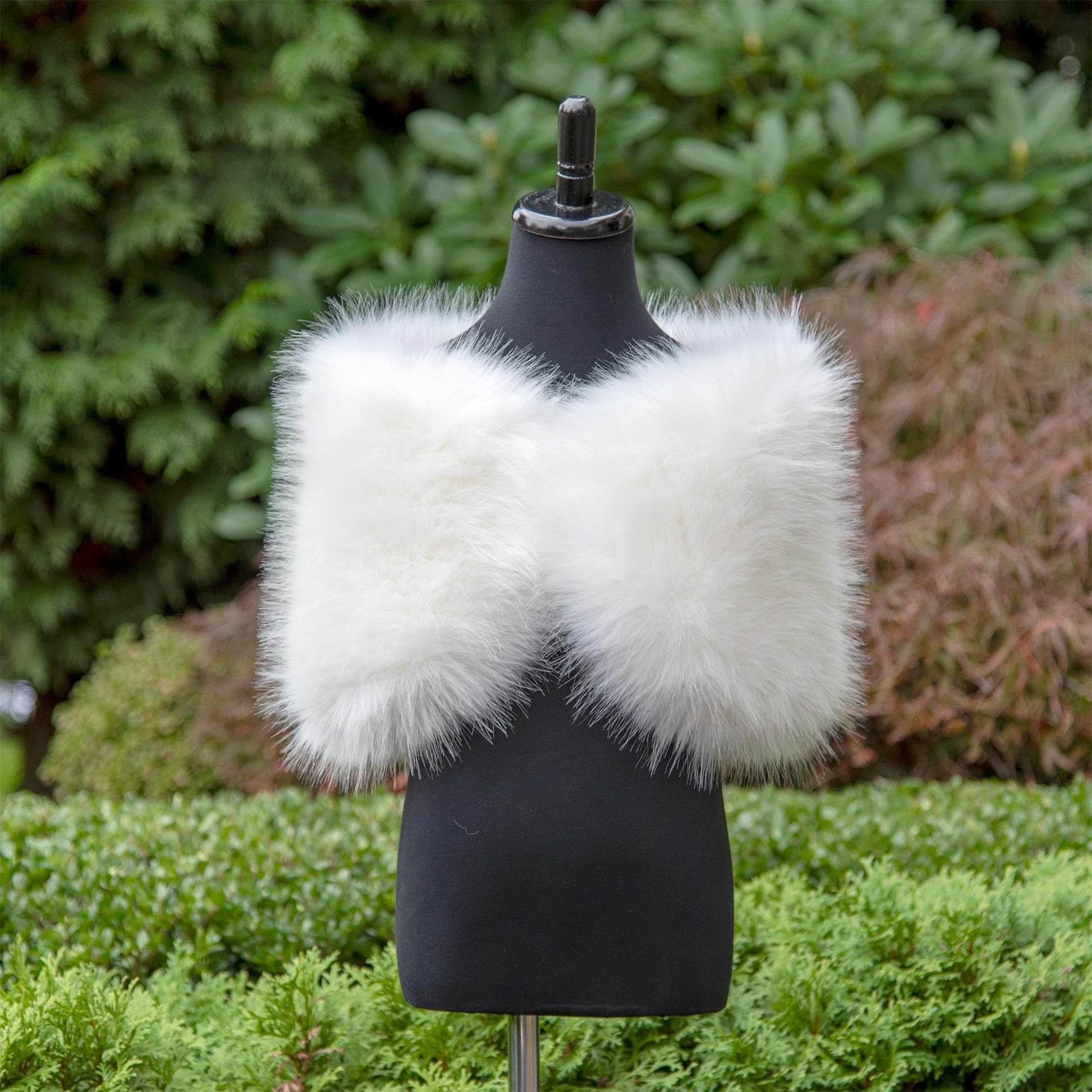 Flower girl's wrap in ivory color with dark brown tips, faux fur shawl for flower girl, faux fur stole, bridal wrap B012F-ivory-darker-tips