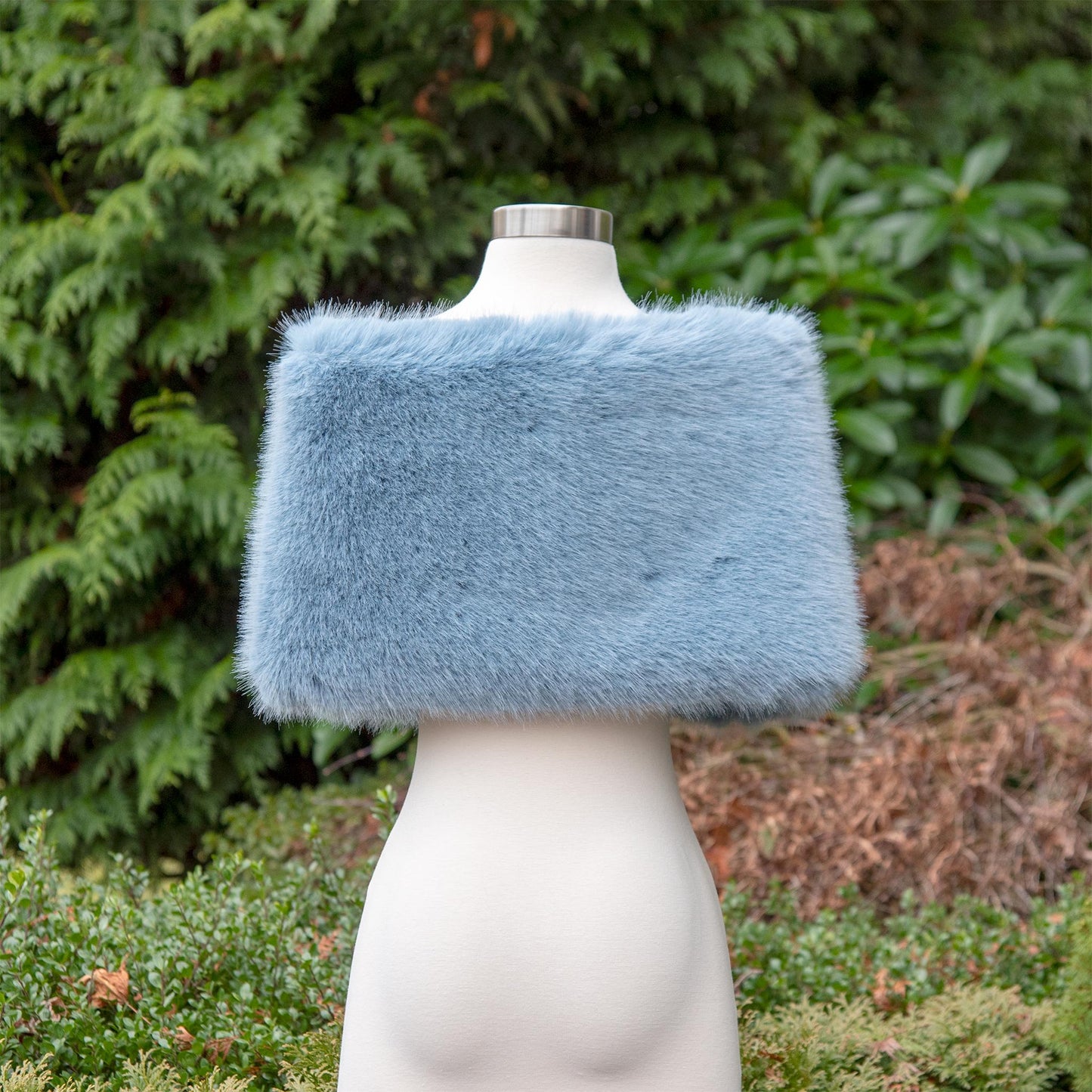 Blue faux fur wrap, silver faux fur stole, faux fur shawl, bridal wrap, wedding shrug, bridal shrug, faux fur cape, faux fur wrap B012-blue