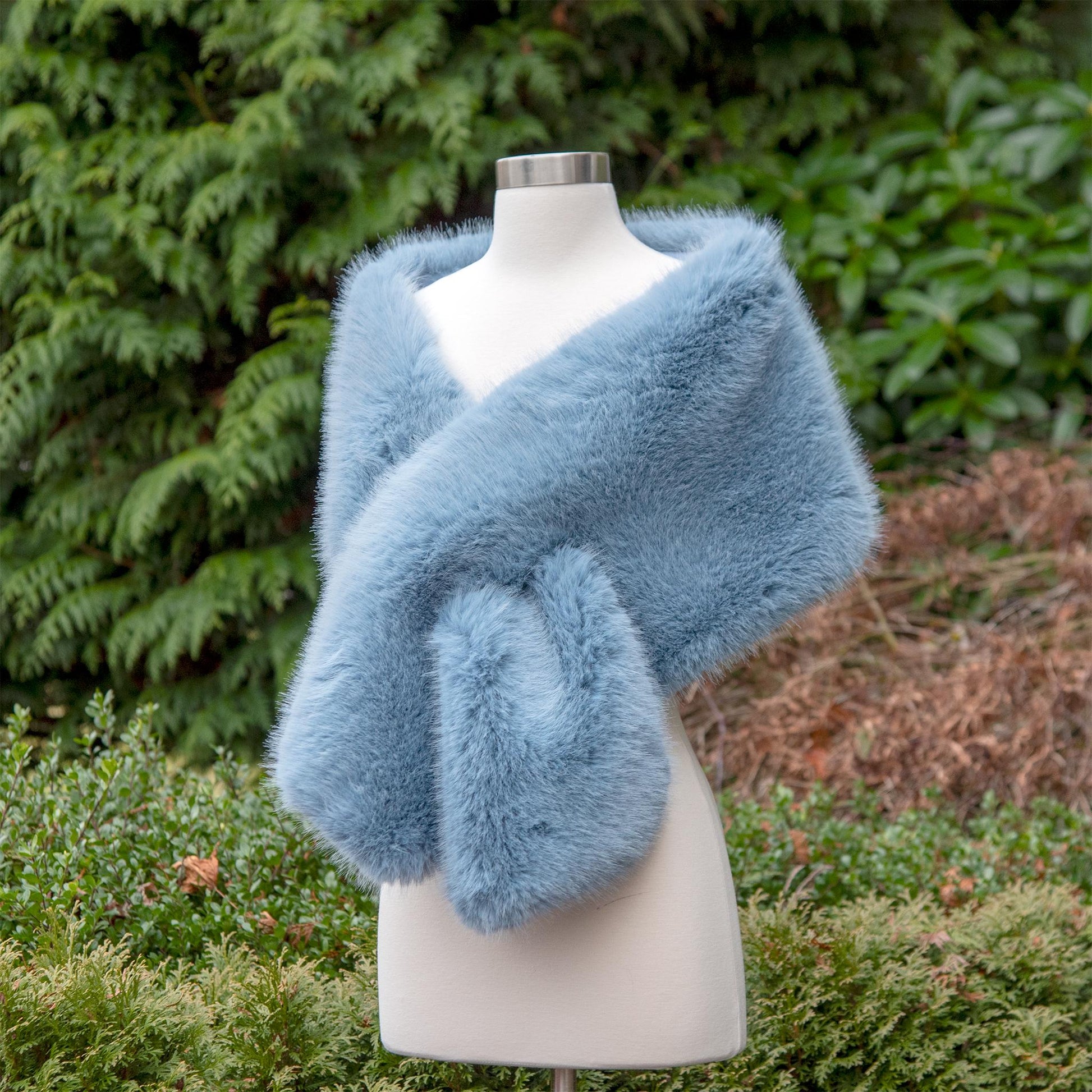 Blue faux fur wrap faux fur stole faux fur shawl bridal wrap bridal cape faux fur shrug B005-blue
