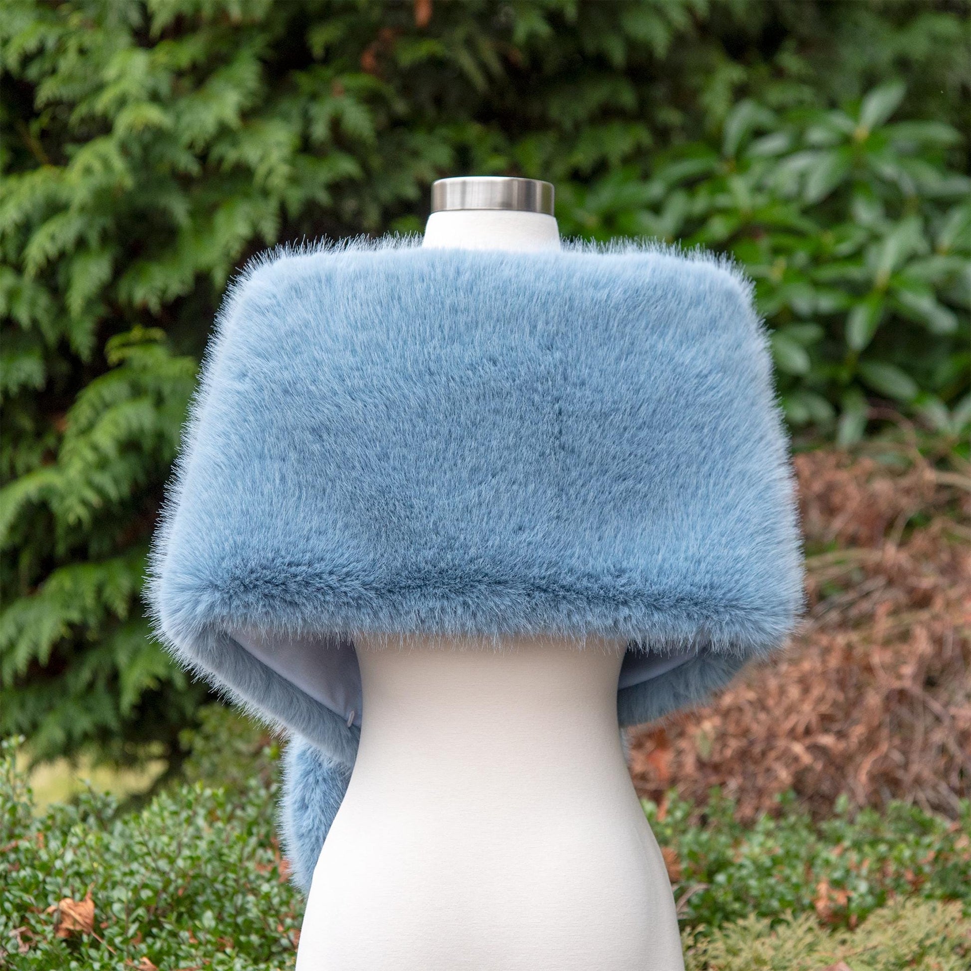 Blue faux fur wrap faux fur stole faux fur shawl bridal wrap bridal cape faux fur shrug B005-blue
