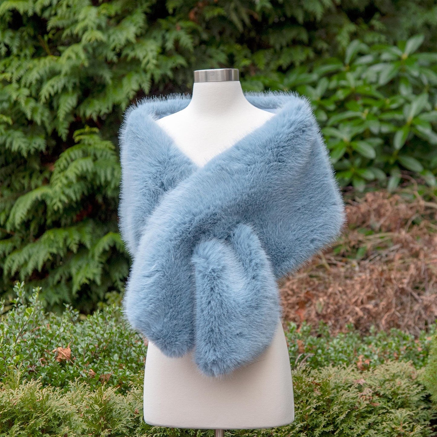 Blue faux fur wrap faux fur stole faux fur shawl bridal wrap bridal cape faux fur shrug B005-blue
