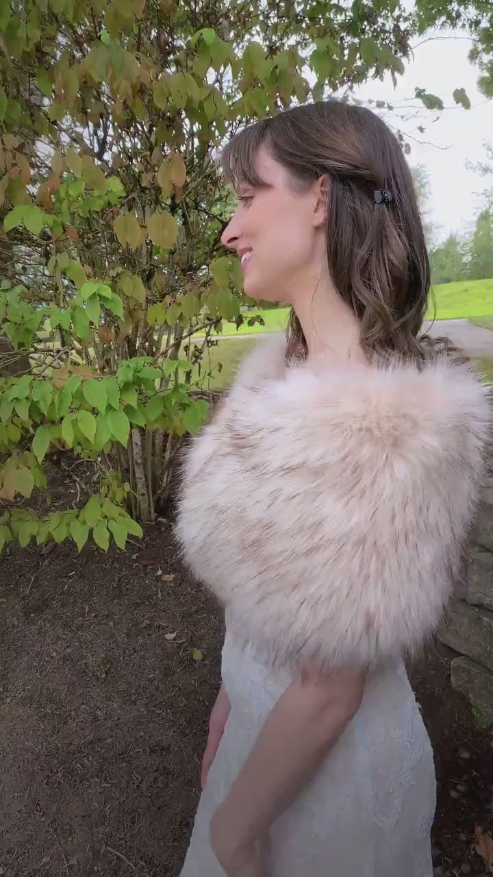 Light blush faux fur wrap faux fur stole faux fur shawl bridal wrap wedding shrug bridal shrug faux fur cape B012-light-blush