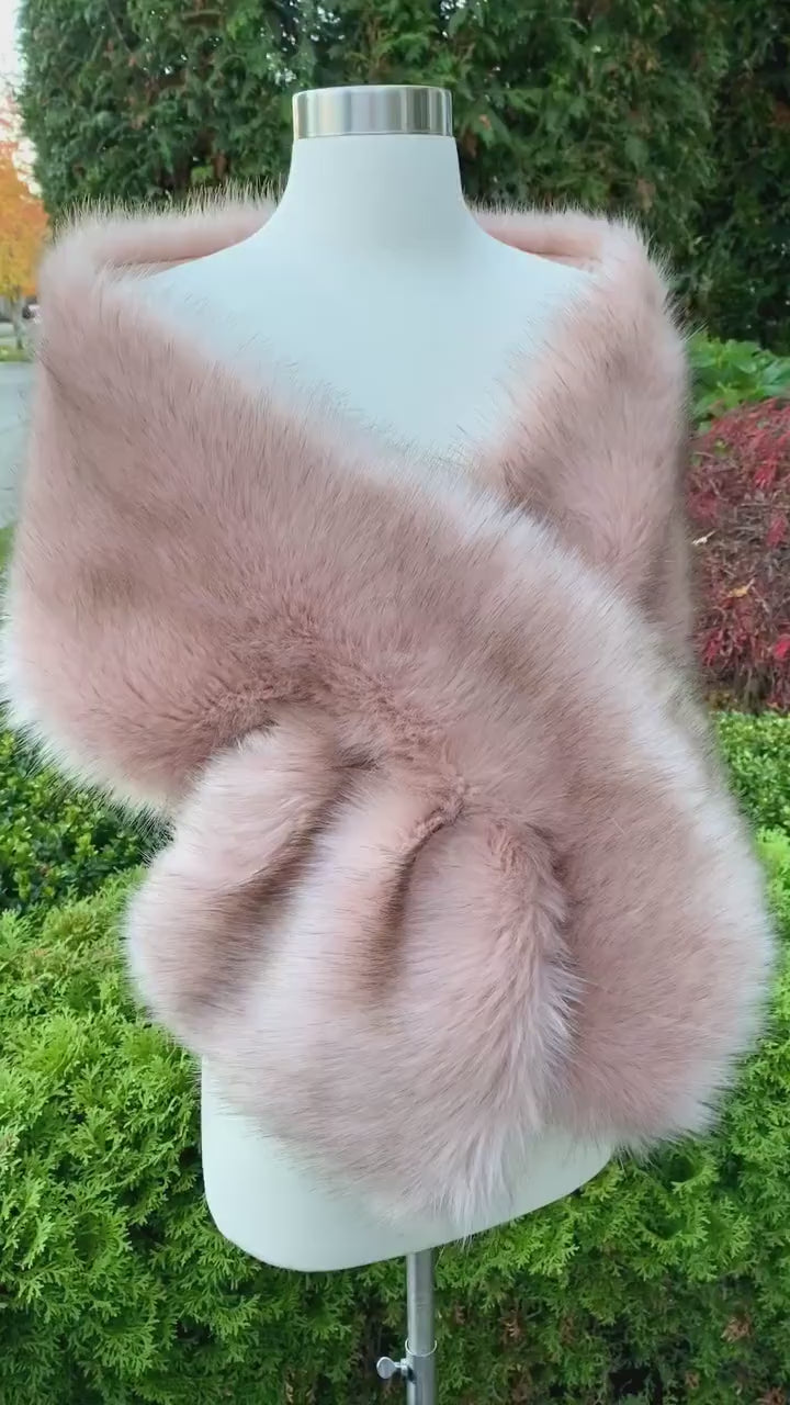 Soft Faux Fur With Rhinestone Wraps