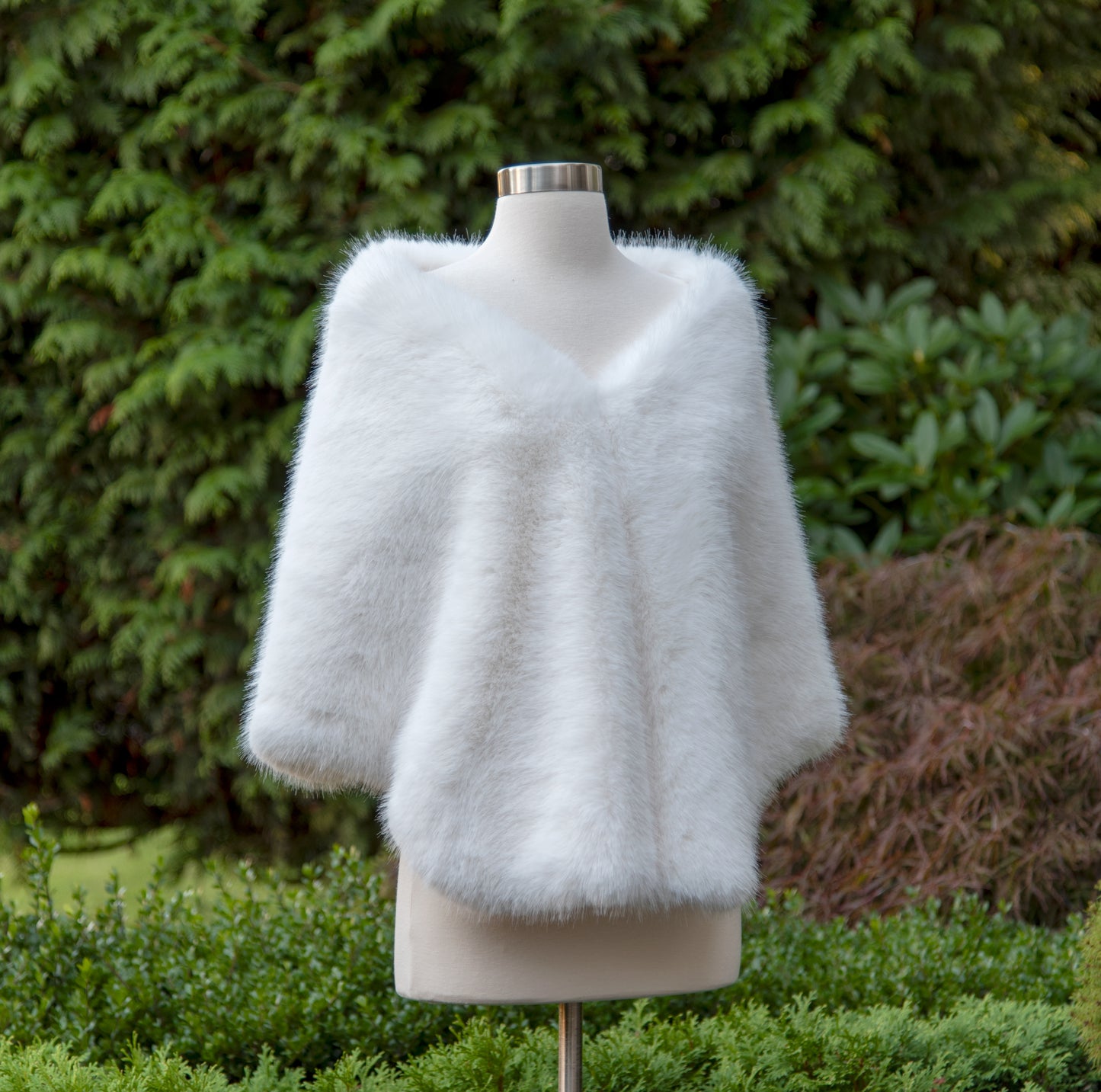Wide ivory faux fur bridal wrap wedding faux fur shawl bridal faux fur stole bridal wrap wedding cape B010-ivory