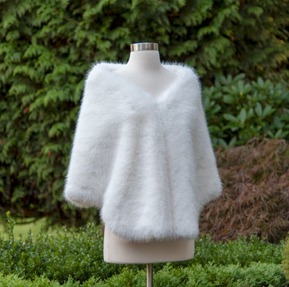 Wide ivory faux fur bridal wrap wedding faux fur shawl bridal faux fur stole bridal wrap wedding cape B010-ivory