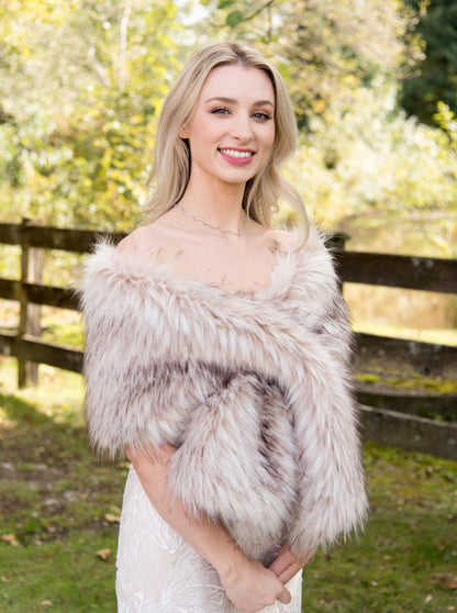 Blush beige faux fur bridal wrap faux fur stole faux fur shawl bridal cape faux fur shrug B005-blush