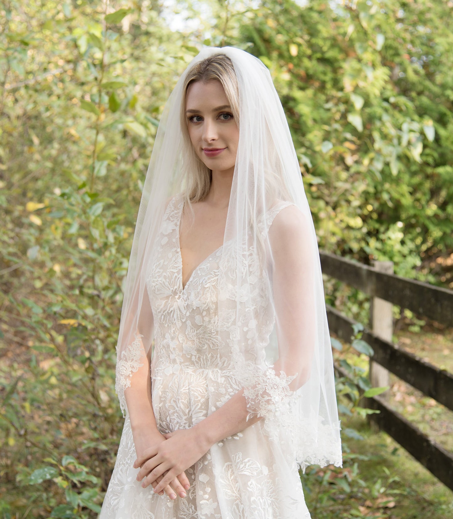 Wedding veil, bridal veil, wedding veil ivory, wedding veil lace trim, beaded lace veil, beaded veil, elbow length fingertip length V107e
