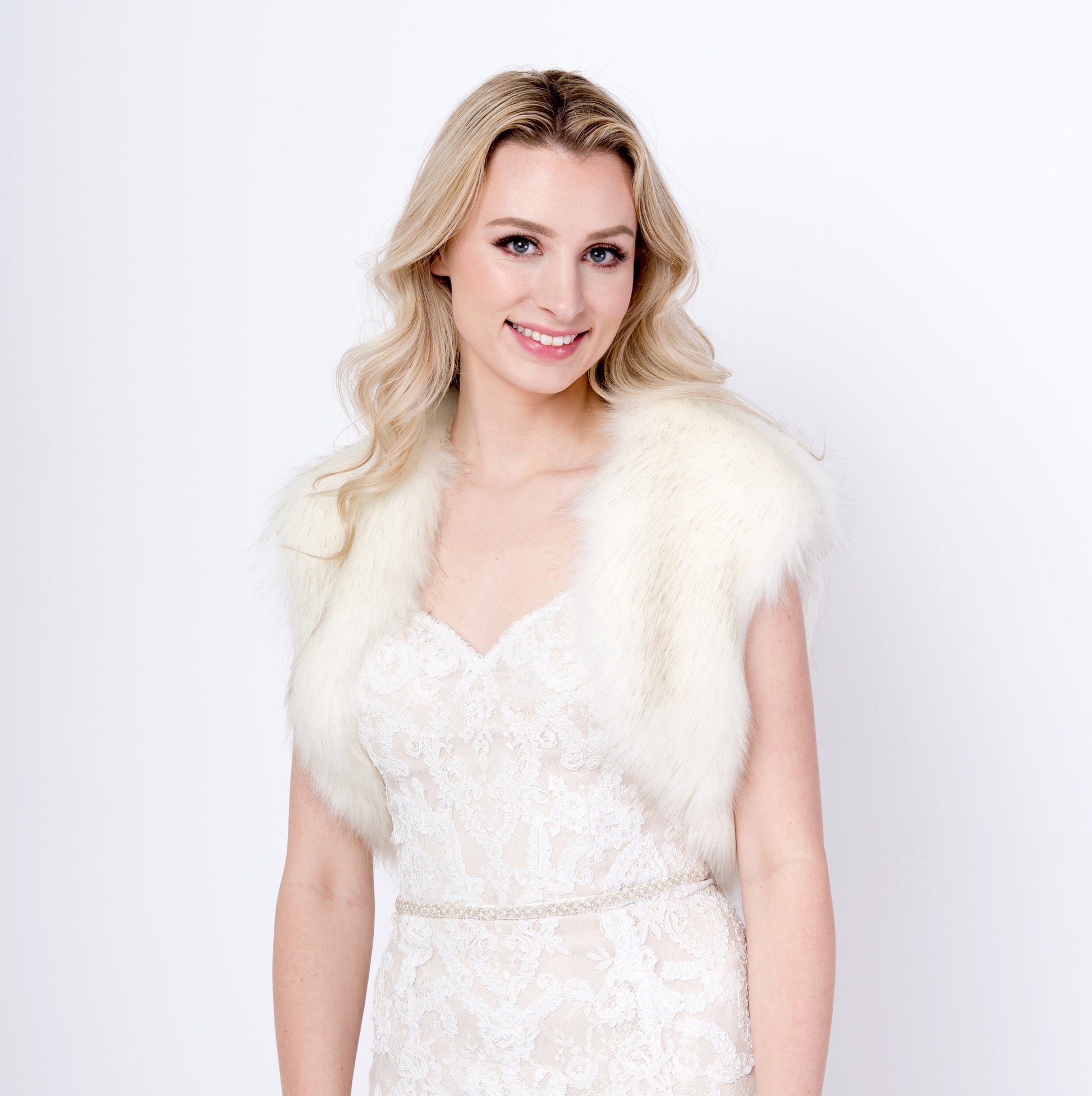 Ivory faux fur bolero faux fur shrug faux fur jacket FB006-ivory
