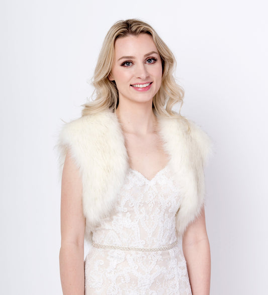 Ivory faux fur bolero faux fur shrug faux fur jacket FB006-ivory