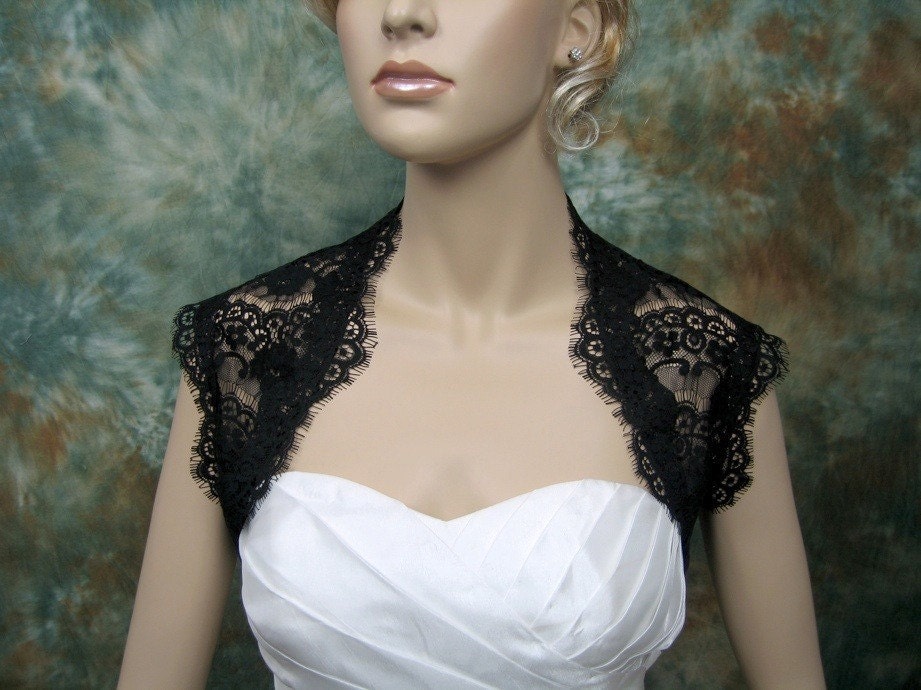 Black sleeveless bridal lace wedding bolero jacket