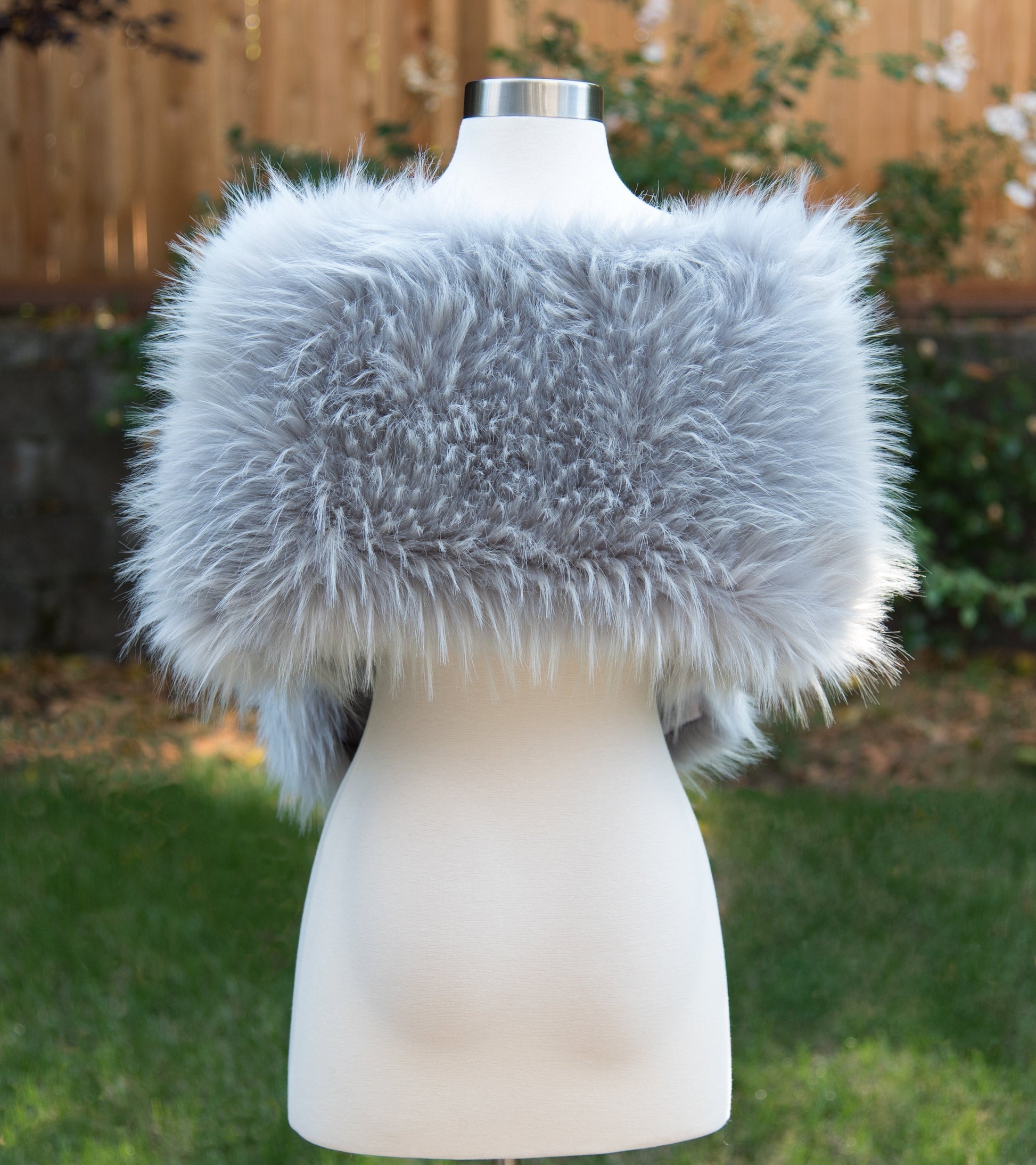 Gray faux fur wrap faux fur stole faux fur shawl bridal wrap faux fur shrug