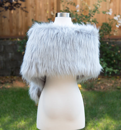 Gray faux fur wrap faux fur stole faux fur shawl bridal wrap faux fur shrug