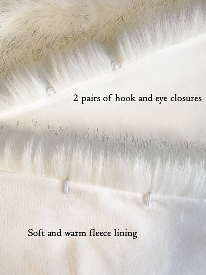 Pale Gray Faux Fur Bridal Wrap: Soft Fleece Lined Wedding Shawl