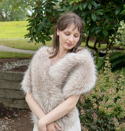 Blush beige faux fur bridal wrap faux fur stole faux fur shawl bridal cape faux fur shrug B005-blush