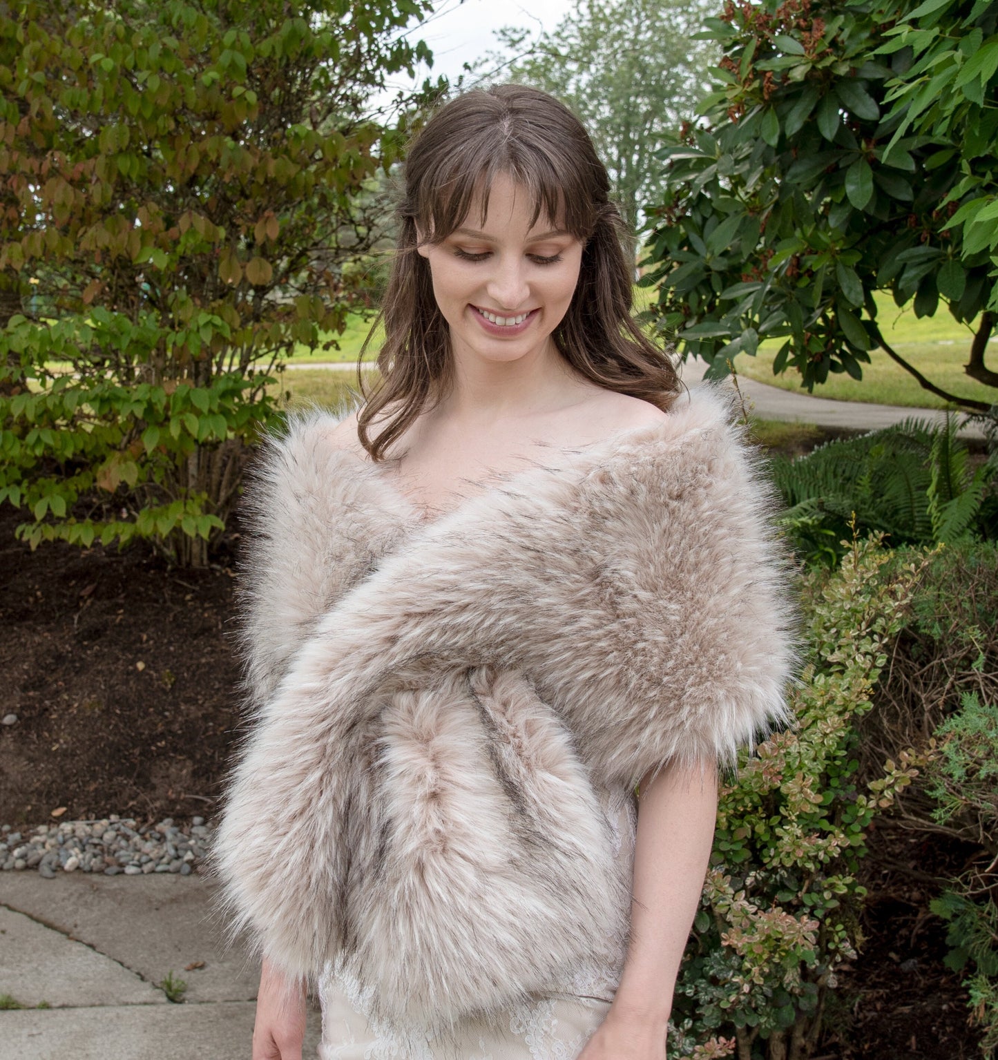 Blush beige faux fur bridal wrap faux fur stole faux fur shawl bridal cape faux fur shrug B005-blush