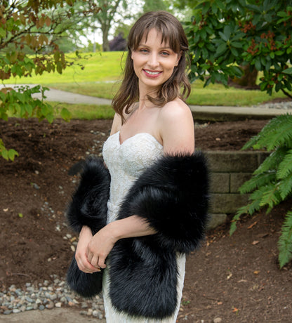 black fur shawl for dress Baltic Born Jovie Faux Fur Shawl