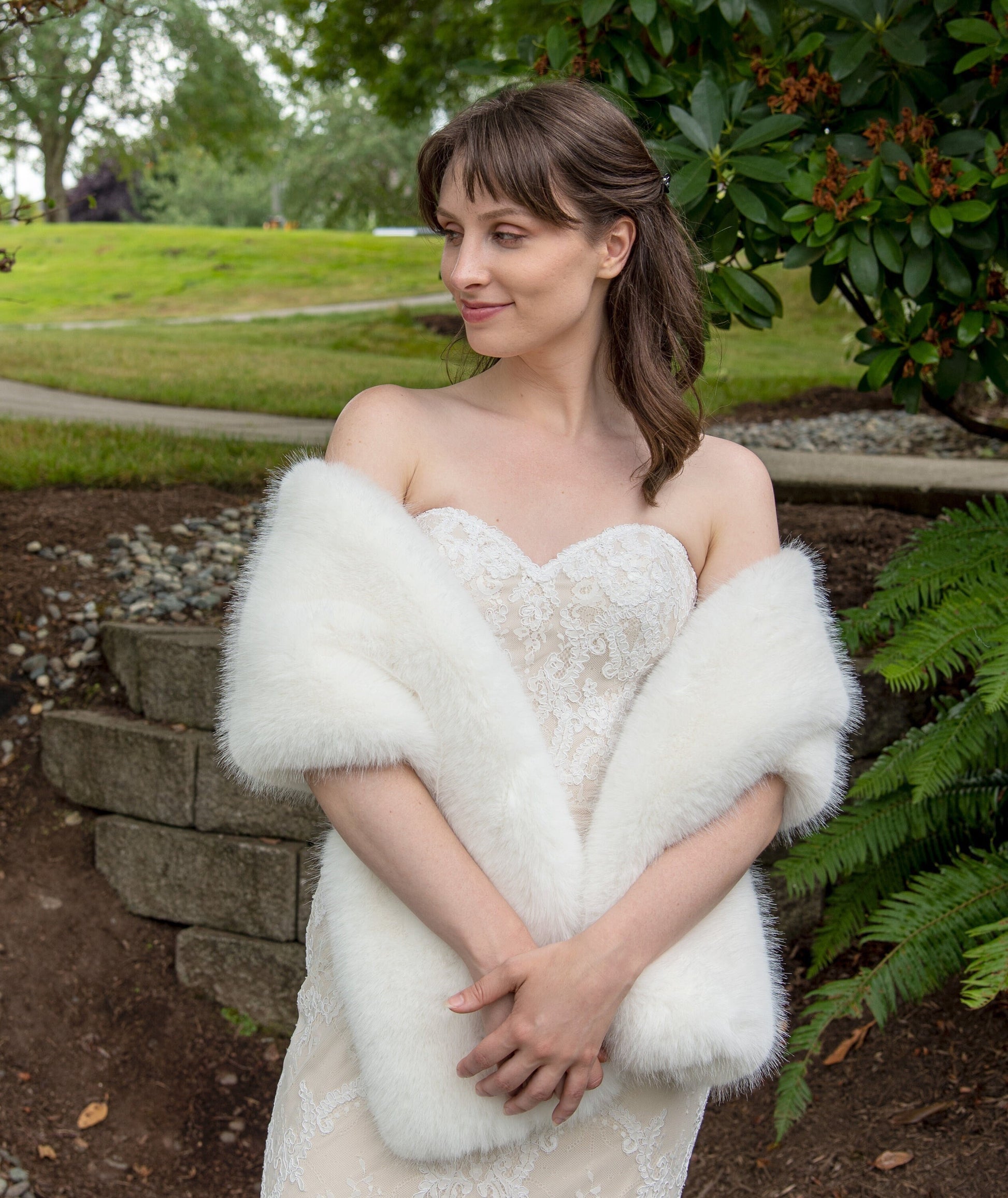 Pure light ivory faux fur bridal wrap faux fur shawl faux fur stole wedding shrug bridal shrug faux fur wrap B016-pure-light-ivory