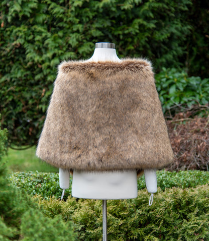 20" wide brown faux fox fur stole faux fur shawl bridal wrap faux fur shrug bridal cape B010-fox