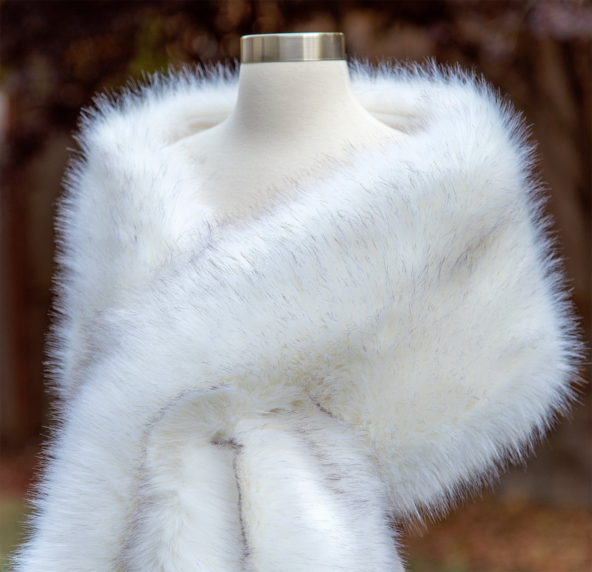Light ivory faux fur wrap with black tips faux fur stole faux fur shawl bridal wrap faux fur shrug bridal cape B005