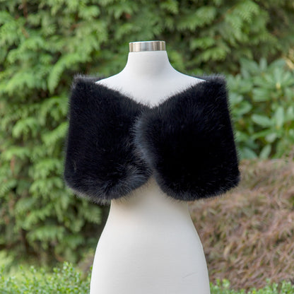 Black faux fur wrap bridal wrap wedding faux fur shawl faux fur bridal stole faux fur cape B018-Black
